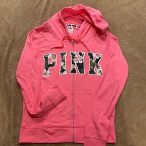 PINK brand pink zip up sweatshirt size small